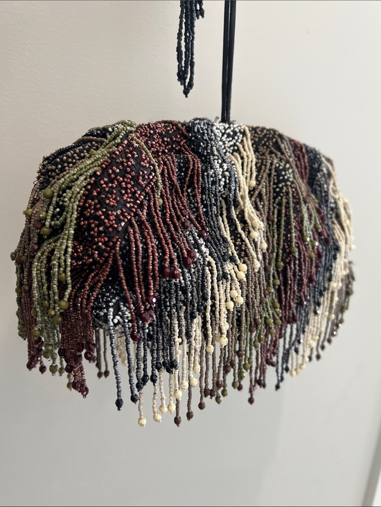 Zara Handbags - New Zara Beaded Fringe Statement Clutch in Multi-Color